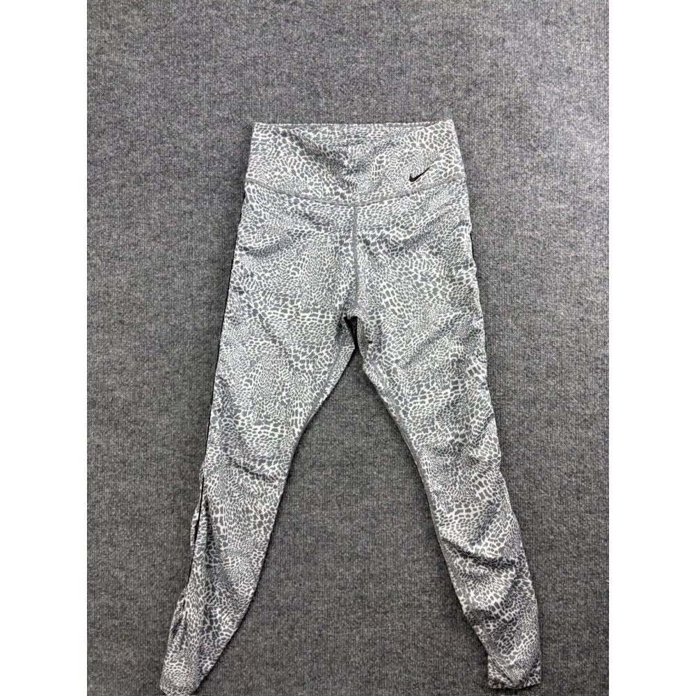 Nike Dri-Fit Leggings Women's S Gray Animal Print Skinny High Rise Ankle Stretch
